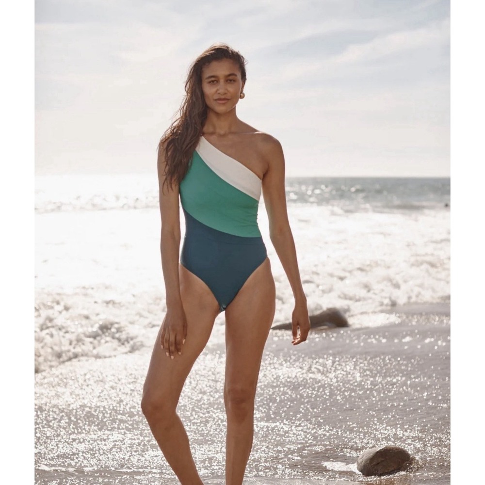 Summersalt Sidestroke One Piece Swimsuit Color block One Shoulder Size 4